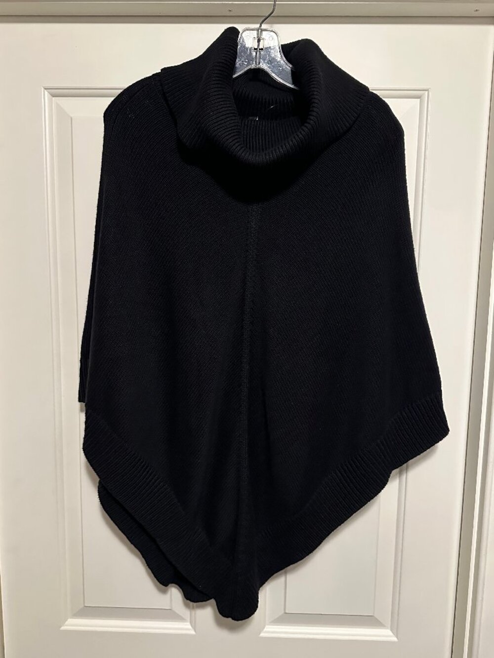 Talbots knit cowl neck poncho, black, sz. small, Bohemian, Cottagecore, 70s, NWT